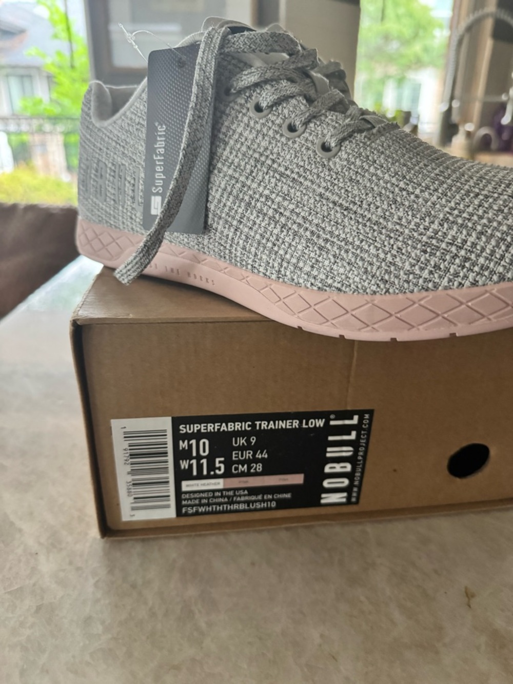 NWT NOBULL SuperFabric Trainer Low in Light Gray with Pink Sole